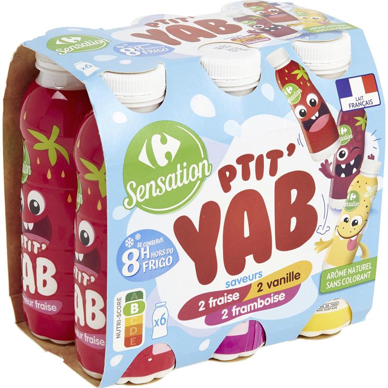 Carrefour Vanilla Strawberry Raspberry Drinking Yoghurt 6x180g