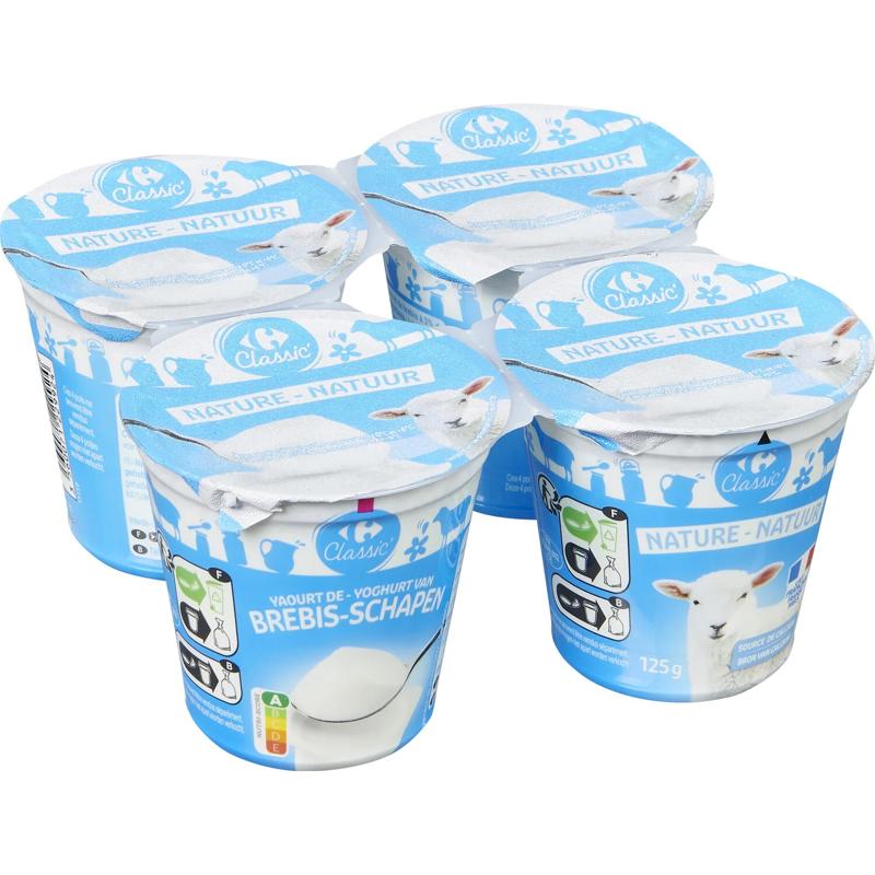Carrefour Plain Sheep&rsquo;s Milk Yoghurt 4x125g