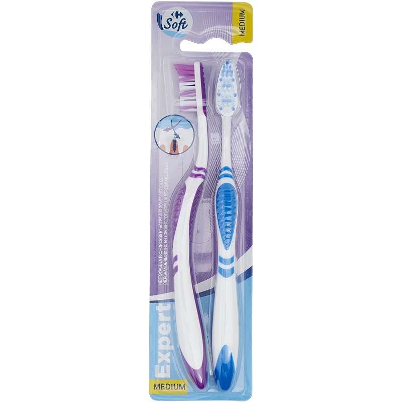 Carrefour Toothbrushes Expert Medium 2pcs