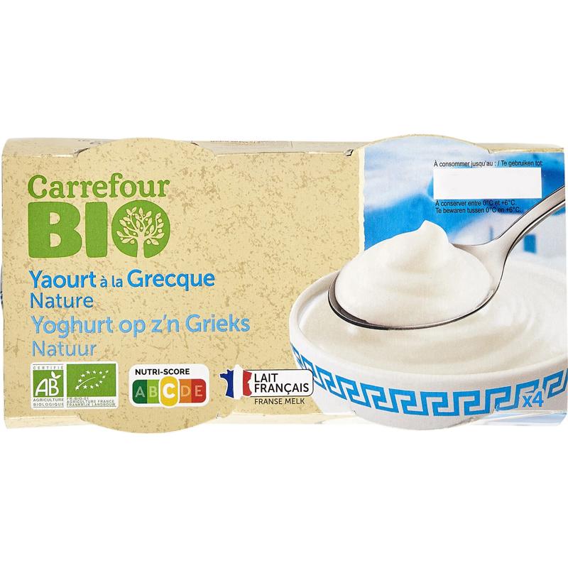 Carrefour Yaourt brassé nature à la grecque BIO 4x125g