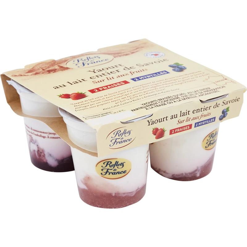 Reflets de France Strawberry And Bluberry Stirred Yoghurt 4x150g