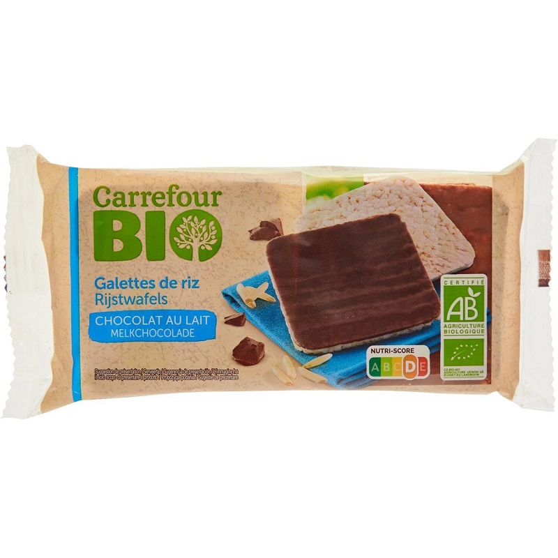 Carrefour Galettes de riz chocolat au lait BIO 100g