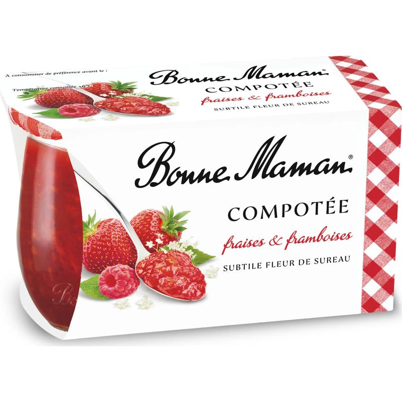 Bonne Maman Compotée fraises framboises 2x130g